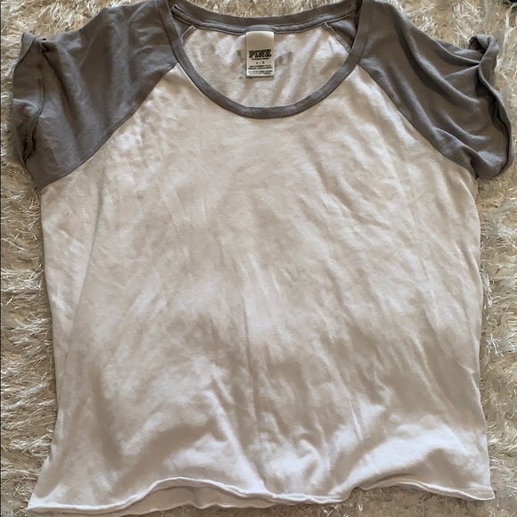 PINK Victoria’s Secret- white and gray t-shirt - Picture 2 of 4